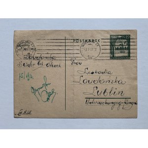 Postkarte. Gefängnis Zamek in Lublin. Untersuchungsgefangnis [1942].