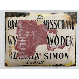 Smaltovaná reklama polské firmy Schicht a židovské továrny na vodku Israel Simon Lublin.