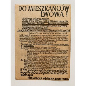 Afisz. An die Bürger von Lviv! [September 1939]