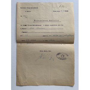 Úmrtní list. Židovský metrický úřad v Žabně [1945].