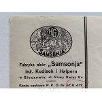 Trade correspondence on the letterhead of the Jewish Leather Factory Samsonja in Zloczow [1939].