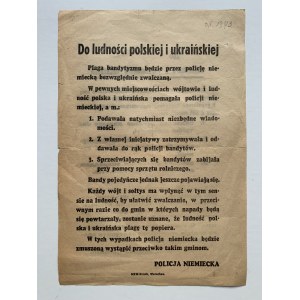 Leaflet. To the Polish and Ukrainian population. German police [1943].