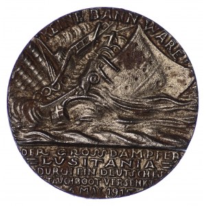 Niemcy, Medal Wilhelm II Zatonięcie RMS Lusitania, kopia autorstwa Gordona Selfriedgea z oryginalnego medalu Karla Goetza