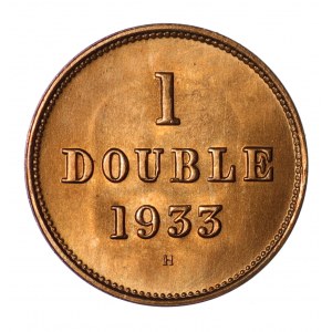 Guernesey, 1 Double 1933 - piękny menniczy egzemplarz