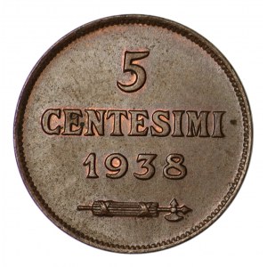Repubblica Di S.Marino, 5 Centesimi 1938