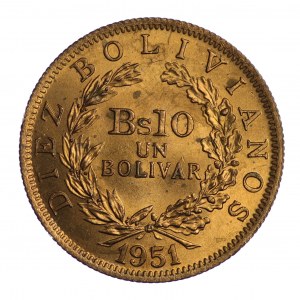 Boliwia, 10 Bolivianos 1951