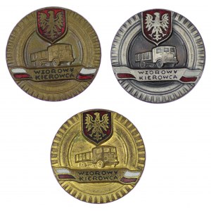 Polska, Odznaka Wzorowy Kierowca Zestaw 3szt.