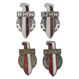Polska, Odznaka KMW *3szt., Odznaka SZMW *1szt. Zestaw 4 szt.