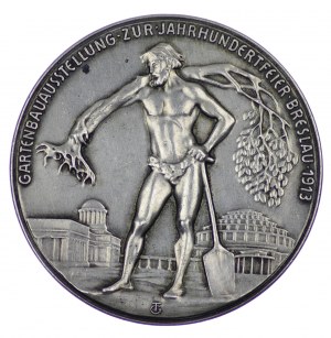 Medal, Śląsk, Wrocław - medal nagrodowy z Wystawy Ogrodniczej we Wrocławiu w 1913 - srebro