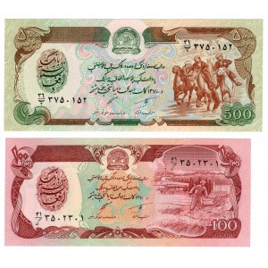 Afganistan, 100 afghanis 1991 i 500 afghanis 1991 - zestaw 2 sztuki