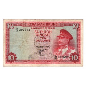 Brunei, 10 dollars 1967