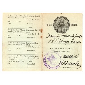 Polska, Legitymacja do odznaki Związku Strzeleckiego (Franciszek Czarnecki) 1939
