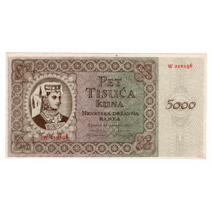 Chorvátsko, 5000 kún 1943, séria W