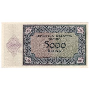 Chorvátsko, 5000 kún 1943, séria W
