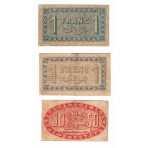 Algieria, zestaw 3 sztuk 1919-1921 (2*1 franc, 50 centów)