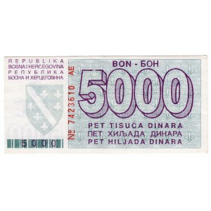 Bośnia i Hercegowina, 5000 dinara 1992