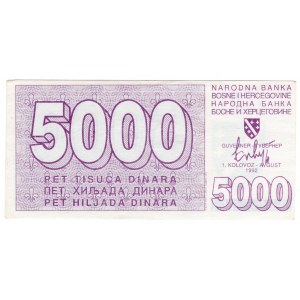 Bośnia i Hercegowina, 5000 dinara 1992