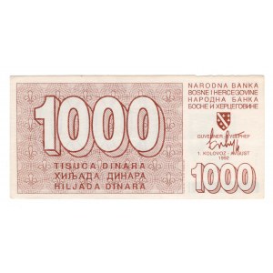 Bośnia i Hercegowina, 1000 dinara 1992