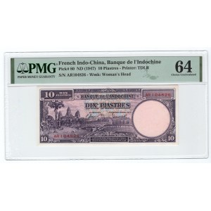 Indochina, 10 piastres 1947 PMG 64