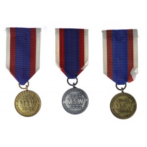 Polska, Odznaka „W Służbie Narodu”, od 1974 - zestaw 3 sztuki (złota, srebrna, brązowa)