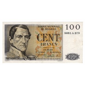 Belgia, 100 francs 1954