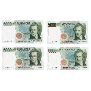 Włochy, 5000 lire 1985 - zestaw 4 sztuk