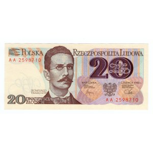 Polska, 20 Złotych 1982, Seria AA
