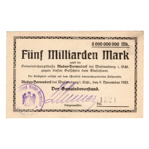 Wałbrzych (Waldenburg), 5 Miliardów Marek 1923