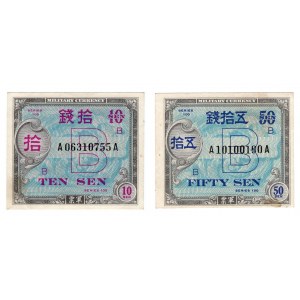 Japonia, 50 sen i 10 sen 1945 (bez daty) US Military Currency, zestaw 2 sztuk