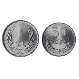 Polska, Zestaw 2 sztuk 50 gr i 1 zł 1975