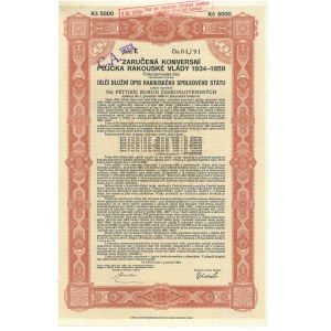 Czechosłowacja, Gwarantowana pożyczka konwersyjna rządu austriackiego na 5 000 Koron, 1934-59