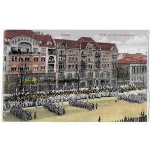 Postkarte, Posen, Parade auf dem Wilhelmplatz