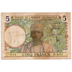 Francuska Afryka Zachodnia, 5 francs 1938