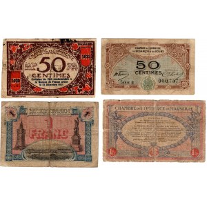 Francja, zestaw 4 sztuk (50 centimes, 50 centimes, 1 franc, 1 franc)