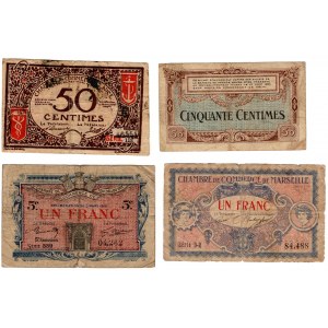 Francja, zestaw 4 sztuk (50 centimes, 50 centimes, 1 franc, 1 franc)