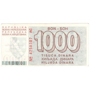 Bośnia i Hercegowina, 1000 dinara 1992, seria AC