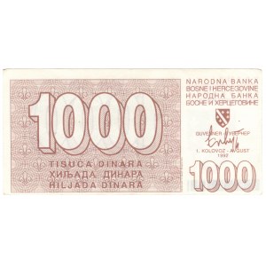 Bośnia i Hercegowina, 1000 dinara 1992, seria AC