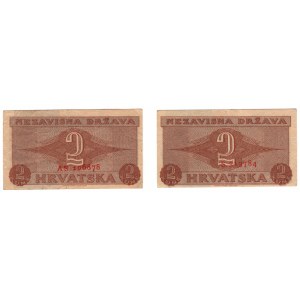 Chorwacja, 2 kune 1942 - zestaw 2 sztuk