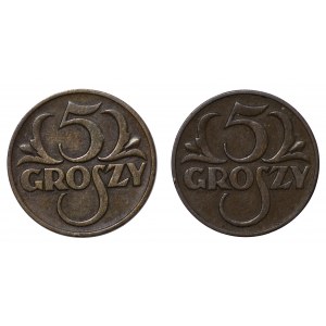 Polska, II RP, 5 groszy 1931 i 1935 - 2 sztuki