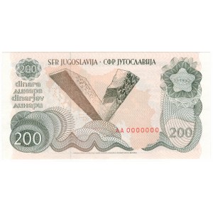 Yugoslavia, 200 Dinar 1990 SPECIMEN