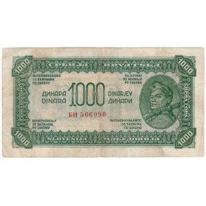 Yugoslavia, 1,000 dinars 1944