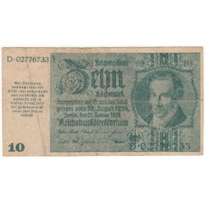 Niemcy, 10 marek 1929, (1945) Awaryjne wznowienie na wypadek inwazji sił alianckich, znane jako banknoty „Schornera” - rzadkie