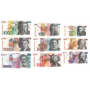 Słowenia, (10.000, 5.000, 1.000, 500, 200, 100 tolarjev 2003-2005), (50, 20, 10 tolarjev 1992) - zestaw 9 sztuk w pamiątkowym folderze