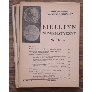 Biuletyn Numizmatyczny, Polskie Towarzystwo Archeologiczne, komplet 7 sztuk - 1982