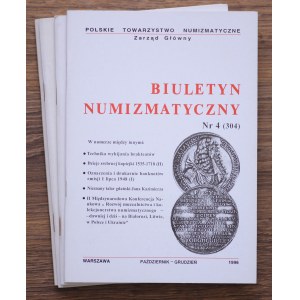 Biuletyn Numizmatyczny, Polskie Towarzystwo Archeologiczne, komplet 4 sztuk - 1996