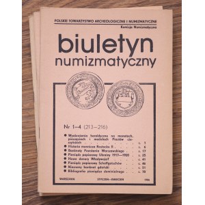 Biuletyn Numizmatyczny, Polskie Towarzystwo Archeologiczne, komplet 3 sztuk - 1986