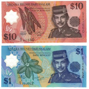 Brunei, 1 i 10 dolarów 1996 - zestaw 2 sztuk