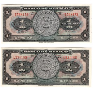 Meksyk, 1 peso 1940 i 1 peso 1950 - zestaw 2 sztuk