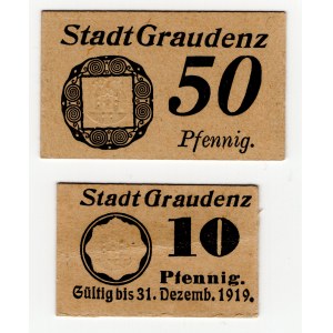 Grudziądz (Graudenz), 10 i 50 fenigów 1919