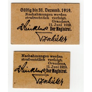 Grudziądz (Graudenz), 10 i 50 fenigów 1919